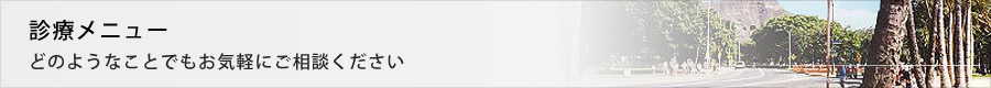 診療メニュー　どのようなことでもお気軽にご相談ください