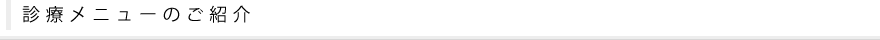 診療メニューのご紹介
